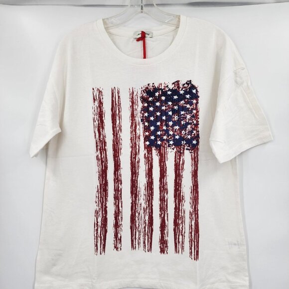 MONTANA WEST Womens American Flag Patriotic T Shirt USA Patriotic Graphic Tee L - Picture 4 of 10